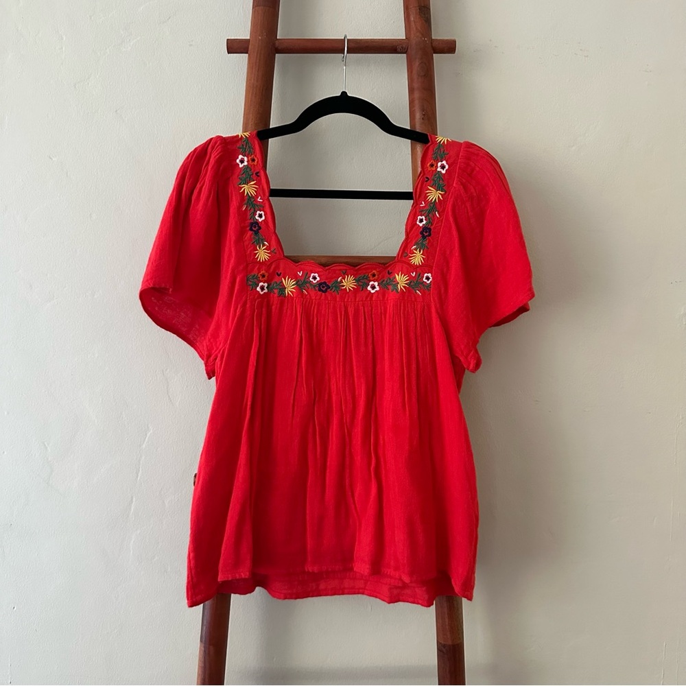 Sézane Béa Blouse - Red Multicolored Floral (VGUC, FR 34 / US 2)